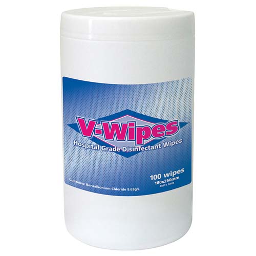 Whiteley V-Wipes Hospital Grade Disinfectant Wipes Cannister