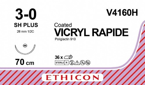 Ethicon (V4160H) Sutures Vicryl Rapide Und 3-0 26mm 1/2 T/P SH 70cm