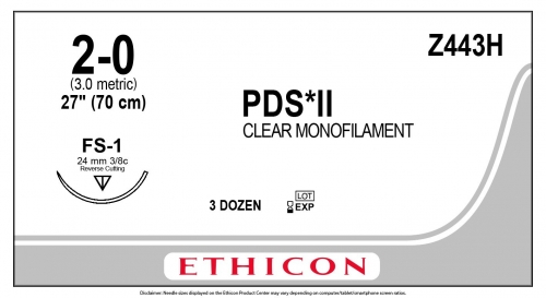 Ethicon (Z443H) Sutures PDS II Und 2/0 24mm 70cm