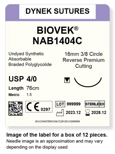 Dynek Suture Biovek (Undyed) 4-0 76cm 16mm 3/8 Circle R/C-P (NAB1404C)