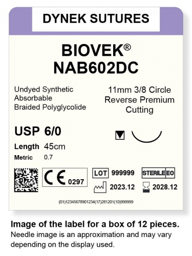 Dynek Suture Biovek (Undyed) 6-0 45cm 11mm 3/8 Circle R/C-P (NAB602DC)