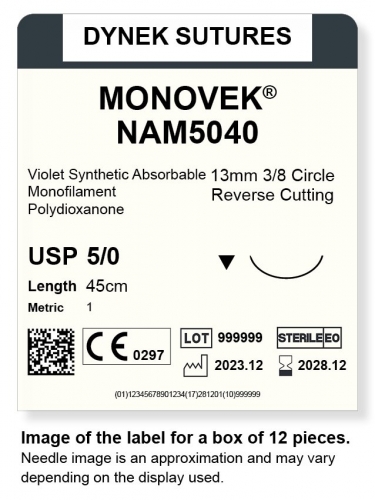 Dynek Sutures Monovek (Violet) 5-0 45cm 13mm 3/8 Circle R/C (NAM5040)