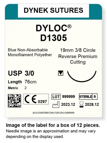Dynek Sutures Dyloc 3-0 76cm 18mm 3/8 Circle R/C-P (D1305)