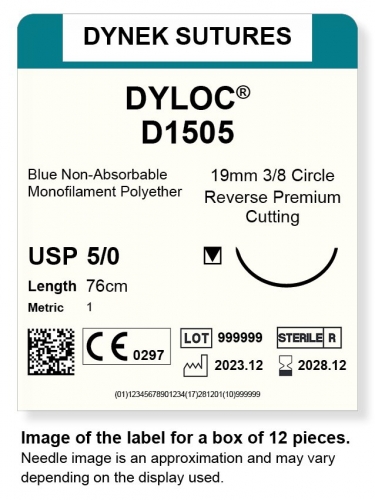 Dynek Sutures Dyloc 5-0 76cm 19mm 3/8 Circle R/C-P (D1505)