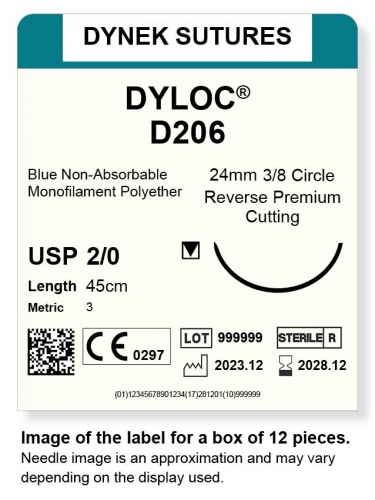Dynek Sutures Dyloc 2-0 45cm 24mm 3/8 Circle R/C-P (D206)