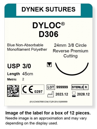 Dynek Sutures Dyloc 3-0 45cm 24mm 3/8 Circle R/C-P (D306)