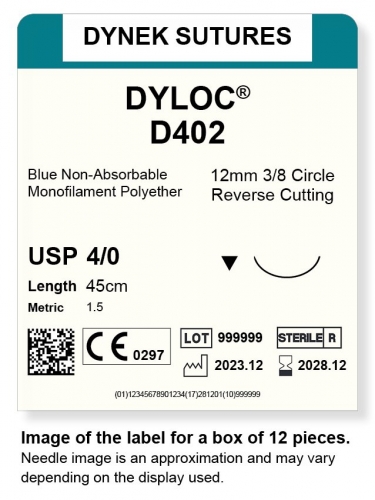 Dynek Sutures Dyloc 4-0 45cm 12mm 3/8 Circle R/C (D402)