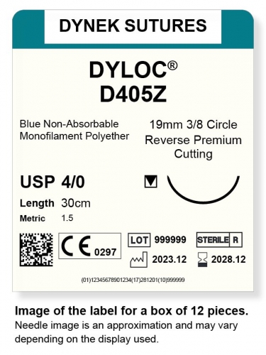 Dynek Sutures Dyloc 4-0 30cm 19mm 3/8 Circle R/C-P (D405Z)