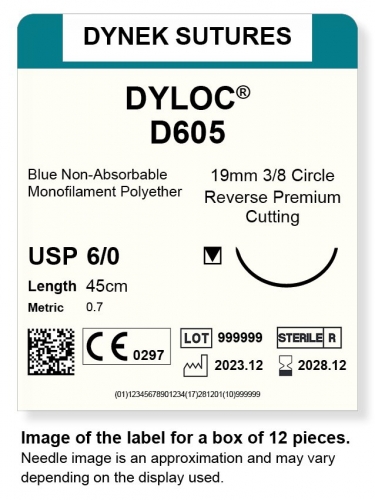 Dynek Sutures Dyloc 6-0 45cm 19mm 3/8 Circle R/C-P (D605)