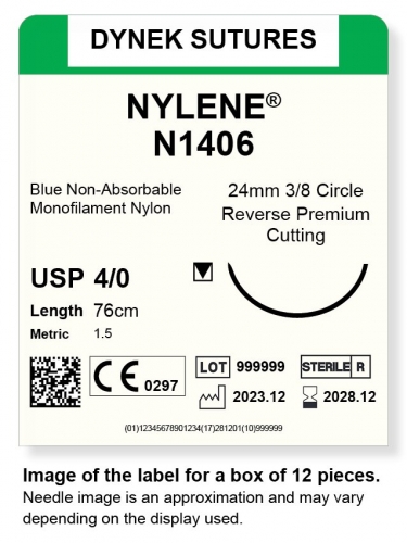 Dynek Sutures Nylene 4-0 76cm 24mm 3/8 Circle R/C-P (N1406)