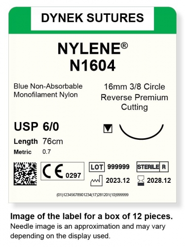Dynek Sutures Nylene 6-0 76cm 16mm 3/8 Circle R/C-P (N1604)