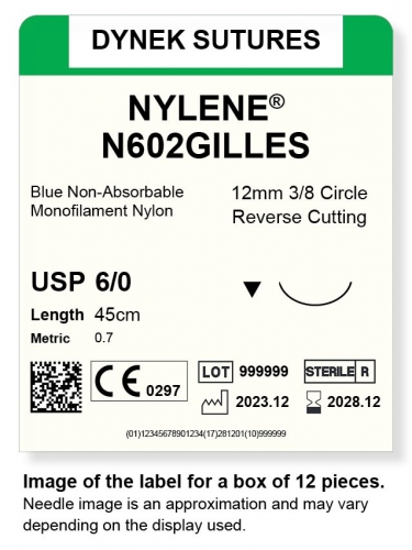 Dynek Sutures Nylene 6-0 45cm 12mm 3/8 Circle R/C (N602GILLES)