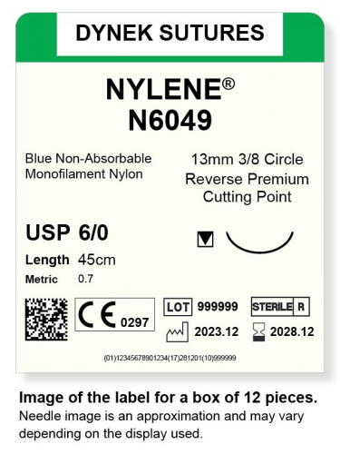 Dynek Sutures Nylene 6-0 45cm 13mm 3/8 Circle R/C-P (N6049)
