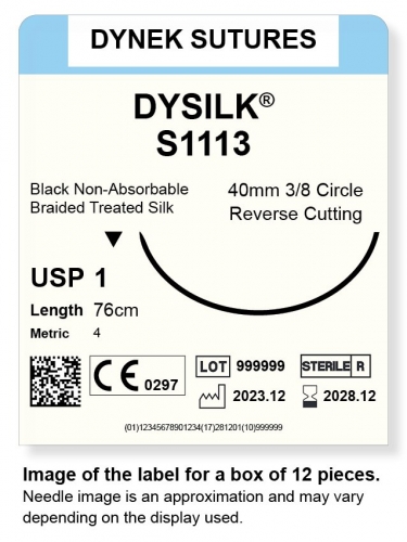 Dynek Sutures Dysilk 1 X 76cm 40mm 3/8 Circle R/C (S1113)