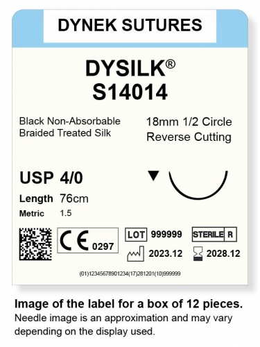 Dynek Sutures Dysilk 4-0 76cm 18mm 1/2 Circle R/C (S14014)