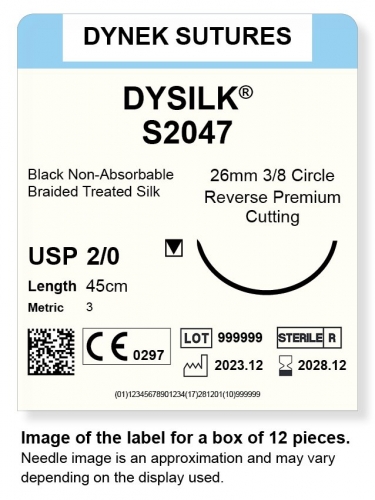 Dynek Sutures Dysilk 2-0 45cm 26mm 3/8 Circle R/C-P (S2047)