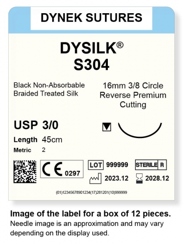 Dynek Sutures Dysilk 3-0 45cm 16mm 3/8 Circle R/C-P (S304)