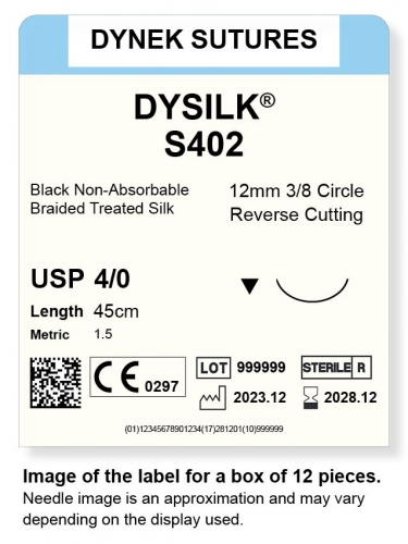 Dynek Sutures Dysilk 4-0 45cm 12mm 3/8 Circle R/C (S402)