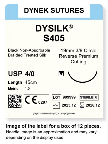 Dynek Sutures Dysilk 4-0 45cm 19mm 3/8 Circle R/C-P (S405)
