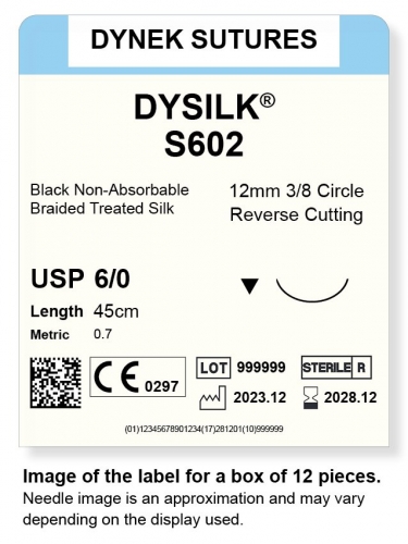 Dynek Sutures Dysilk 6-0 45cm 12mm 3/8 Circle R/C (S602)