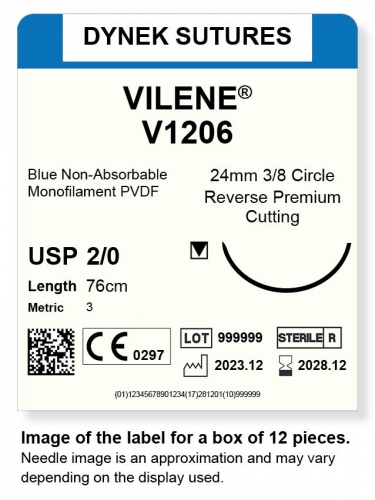 Dynek Sutures Vilene 2-0 76cm 24mm 3/8 Circle R/C-P (V1206)