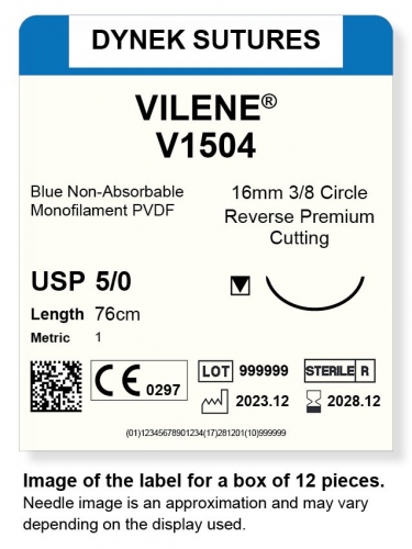 Dynek Sutures Vilene 5-0 76cm 16mm 3/8 Circle R/C-P (V1504)