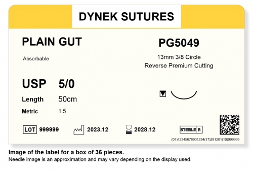 Dynek Sutures Plain Gut 6-0 50cm 11mm 3/8 Circle R/C-P (PG602D) - BX36