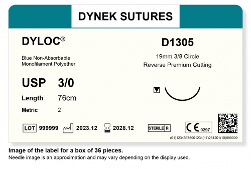 Dynek Sutures Dyloc 3-0 76cm 19mm 3/8 Circle R/C-P (D1305) - BX36