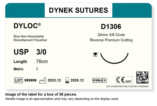 Dynek Sutures Dyloc 3-0 76cm 24mm 3/8 Circle R/C-P (D1306) - BX36
