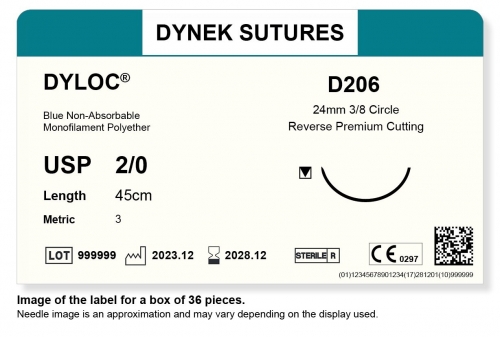 Dynek Sutures Dyloc 2-0 45cm 24mm 3/8 Circle R/C-P (D206) - BX36