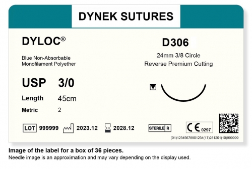 Dynek Sutures Dyloc 3-0 45cm 24mm 3/8 Circle R/C-P (D306) - BX36