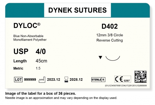 Dynek Sutures Dyloc 4-0 45cm 12mm 3/8 Circle R/C (D402) - BX36