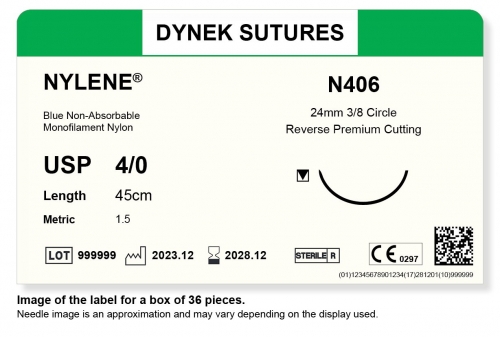 Dynek Sutures Nylene 4-0 45cm 24mm 3/8 Circle R/C-P (N406) - BX36