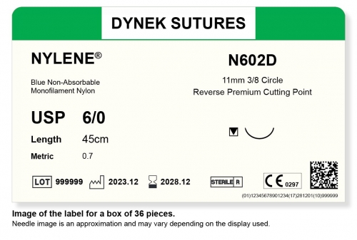 Dynek Sutures Nylene 6-0 45cm 11mm 3/8 Circle R/C-P (N602D) - BX36
