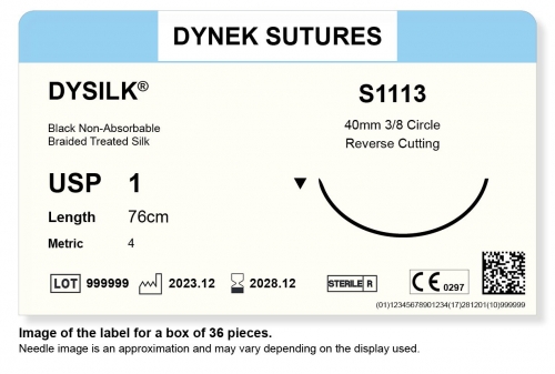 Dynek Sutures Dysilk 1 X 76cm 40mm 3/8 Circle R/C (S1113) - BX36