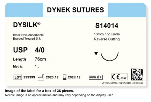 Dynek Sutures Dysilk 4-0 76cm 18mm 1/2 Circle R/C (S14014) - BX36