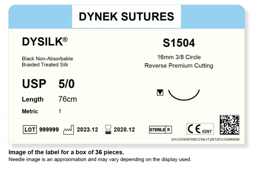 Dynek Sutures Dysilk 5-0 76cm 16mm 3/8 Circle R/C-P (S1504) - BX36