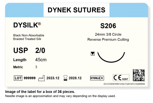 Dynek Sutures Dysilk 2-0 45cm 24mm 3/8 Circle R/C-P (S206) - BX36