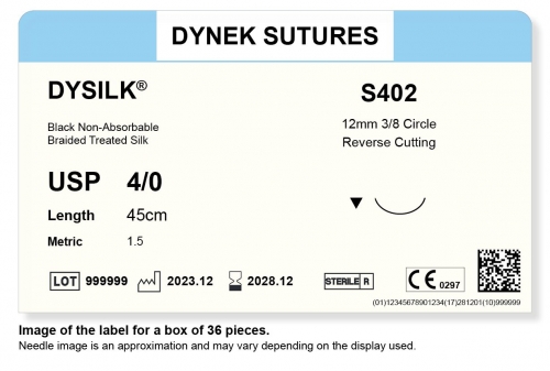 Dynek Sutures Dysilk 4-0 45cm 12mm 3/8 Circle R/C (S402) - BX36