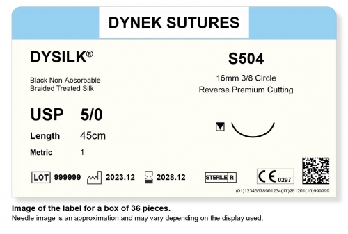 Dynek Sutures Dysilk 5-0 45cm 16mm 3/8 Circle R/C-P (S504) - BX36