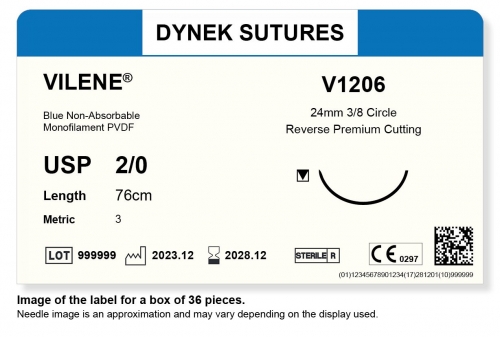 Dynek Sutures Vilene 3-0 76cm 24mm 3/8 Circle R/C-P (V1306) - BX36