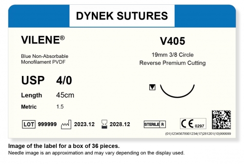 Dynek Sutures Vilene 4-0 45cm 19mm 3/8 Circle R/C-P (V405) - BX36