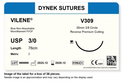 Dynek Sutures Vilene 4-0 45cm 24mm 3/8 Circle R/C-P (V406) - BX36