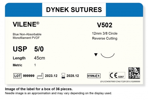 Dynek Sutures Vilene 5-0 45cm 12mm 3/8 Circle R/C (V502) - BX36
