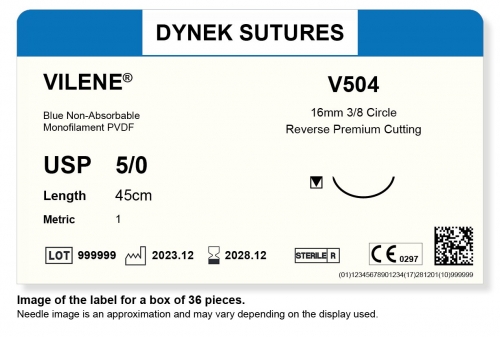 Dynek Sutures Vilene 5-0 45cm 16mm 3/8 Circle R/C-P (V504) - BX36