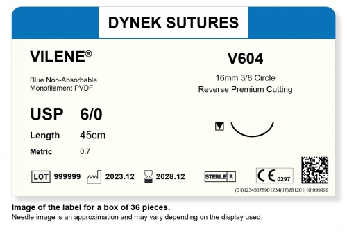 Dynek Sutures Vilene 6-0 45cm 16mm 3/8 Circle R/C-P (V604) - BX36