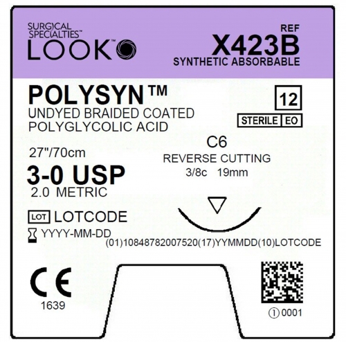 Sharpoint Sutures PolySyn FA 3-0 3/8 19mm 70cm Fast Absorbable