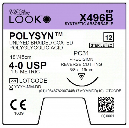 Sharpoint Sutures PolySyn FA 4-0 DSM18 19mm 45cm M496N Fast Absorbable