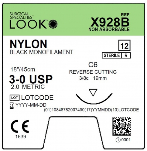 Sharpoint Sutures Nylon 3-0 3/8 19mm