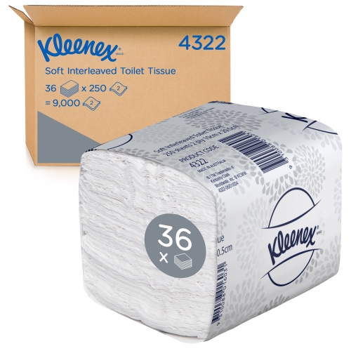 KLEENEX 4322 Soft Interleaved Toilet Tissue White 2 Ply PK250
